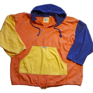 VTG 80s Rio Men's L Color Black Hip Hop Hooded Pullover 100% Cotton Beach Wear